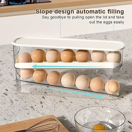 Household Slide Anti-drop Egg Box Refrigerator Door Automatic Rolling Egg Box
