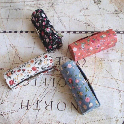 8PCS Set Vintage Flower Cloth Lipstick Box Mirror Packaging Portable Gift Case