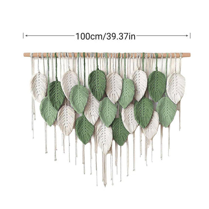 Cotton Rope Woven Leaves Tapestry Wall Hanging for Living Room Bedroom Decor