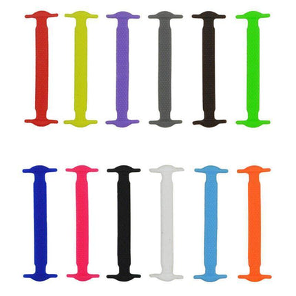 No Tie Elastic Silicone Shoe Laces Shoelaces Sneakers Runners Child Adult Unisex 16PCS - Aimall