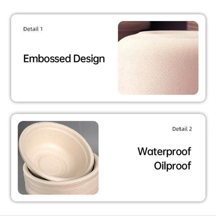 100X Biodegradable Catering Paper Bowls 220ml-450ml Disposable Ice Cream Dessert - Aimall