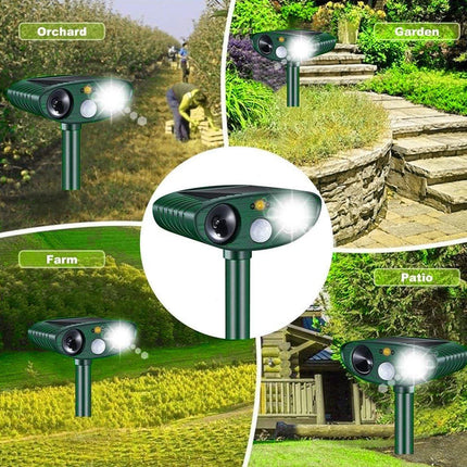 Solar Powered Ultrasonic Animal Bird Repeller Outdoor Pest Insect Control Device