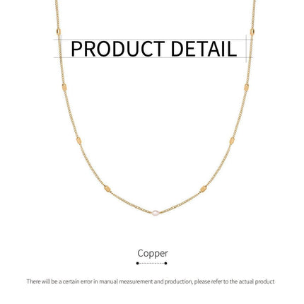 Rice Pearl Titanium Steel Necklace Women Pendant Retro Clavicle Sweater Chain