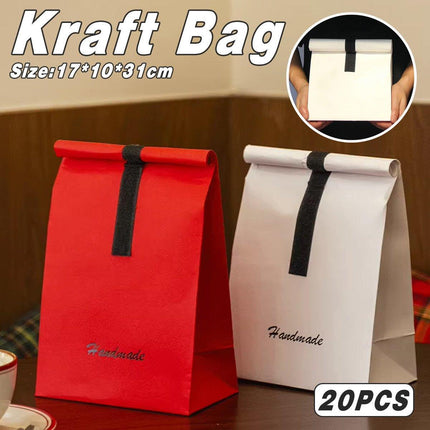 20pcs Creative Kraft Paper Bags Fashion Simple Baking Snack Packaging Bags