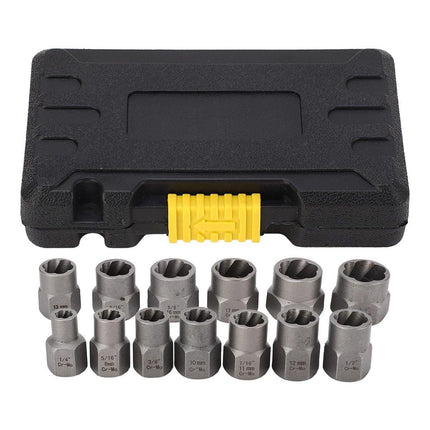 15pcs Impact Damaged Bolt Nut Screw Remover Tool Kit Socket Threading Extractor