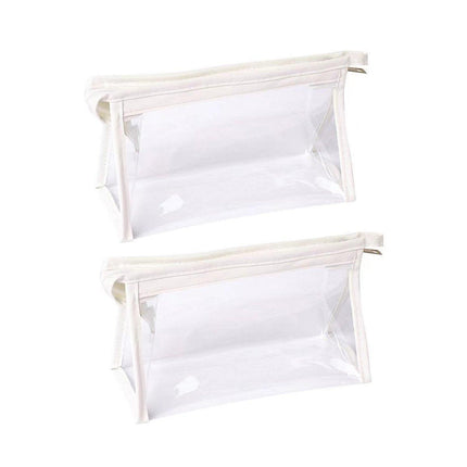 2PCS Transparent Zipper Pencil Case Cosmetic Pouch Pen Storage Bag for Girls