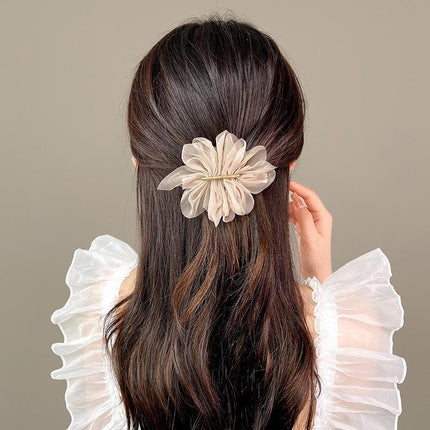 Chiffon Headdress Flower Hairpin Woman Sweet party hair Claw styling Hair Clips - Aimall