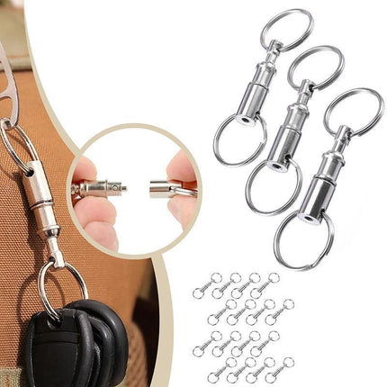 4X Detachable Quick Release Removable Keyring Keychain Key Ring Pull Apart Split - Aimall