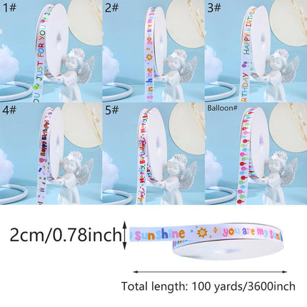 Happy Birthday Ribbon 2CM x 100Yard DIY Party Cake Decoration Gift Wrapping