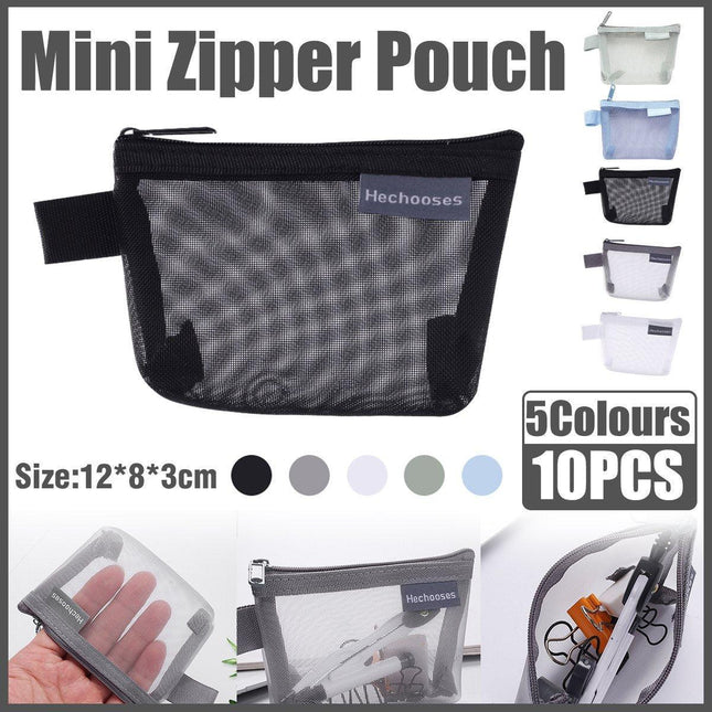 Mini Mesh Zipper Bags Storage Pouch Coin Purse ID Credit Card Holder Organizer - Aimall
