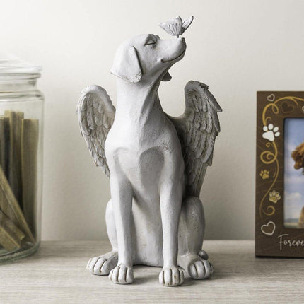 Angel Dog Statue Resin Pet Memorial Garden Dog Ornament Outdoor Animal Decor