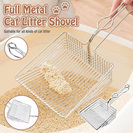 Metal Stainless Steel Cat Litter Shovel Metal Pet Cleaning Filter Scoop Durable - Aimall