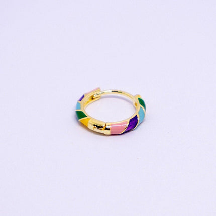 Vintage Ear Loop Earrings with Colourful Enamel Circle Design for Women Jewelry