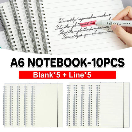 10pcs Spiral Notebook A6 Size Coil Bound Lined and Grid Pages School Office Use