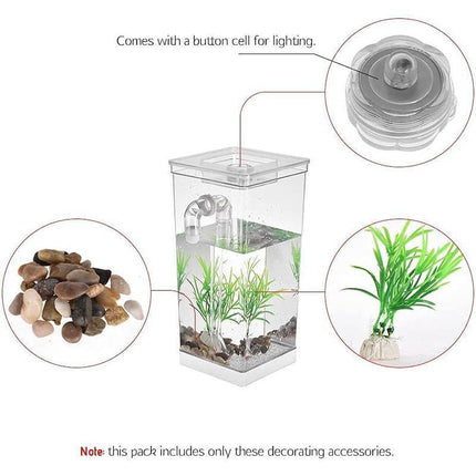 Small Fish Tank Self Cleaning Aquarium Complete Kit with Light Gravity Clean - Aimall