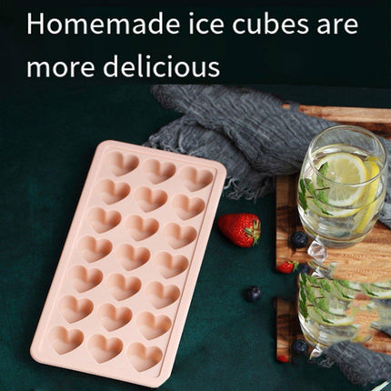 21 Grids Pink and Blue Heart Shaped Silicone Cube Tray Food Grade Ice Block Mold
