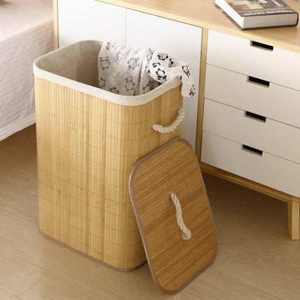 Dustproof Bamboo Laundry Basket Storage Basket for Dirty Clothes Organization