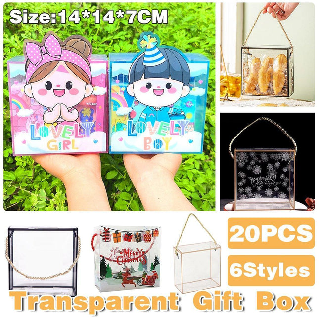20PCS PET Handheld Snowflake Crisp Nougat Toffee Cookie Gift Packaging Box
