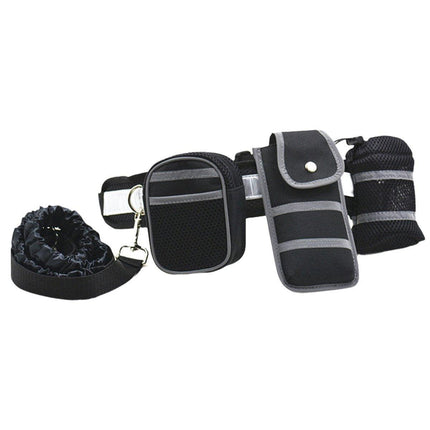 Pet Running Belt Multicolour Reflective Waist Pack with Traction Rope and Collar