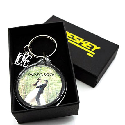 20PCS Keyring Clear Acrylic Photo Key Chain Picture Frame Blanks DIY Rings Gifts - Aimall