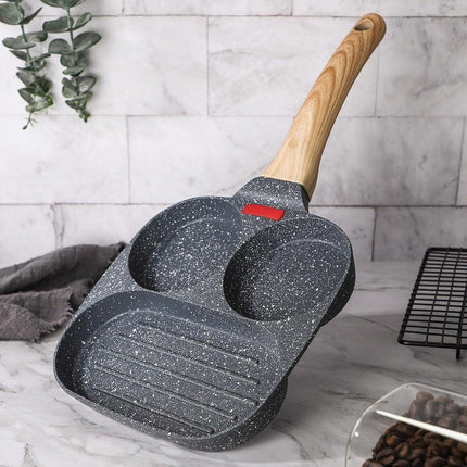 Nonstick Three in One Egg Frying Pan Skillet Breakfast Cooker for Kitchen Use