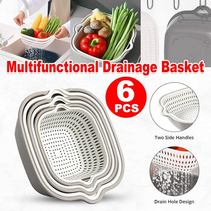 6pcs Multifunctional Drainage Basket for Fruits Vegetables Kitchen Household Use