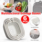 6pcs Multifunctional Drainage Basket for Fruits Vegetables Kitchen Household Use