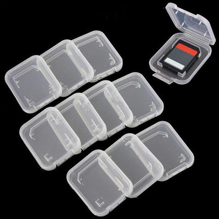 10pcs Transparent SD SDHC Memory Card Storage Box Flip Open Single Card Holder