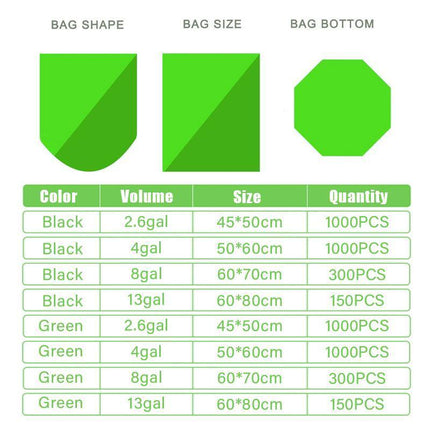 10Rolls Black Biodegradable Bin Liners Kitchen Garbage Bags 2.6GL,4GL,8GL,13GL - Aimall