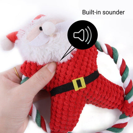 Pet Christmas Plush Toy Dog Chew Santa Penguin Gingerbread Durable Play Gift