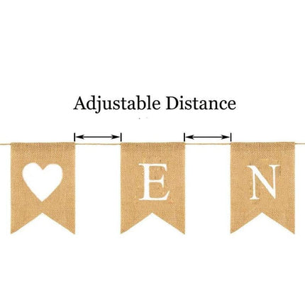 Engaged Hessian Banner Rustic Engagement Party Decorations Hearts Burlap Bunting - Aimall