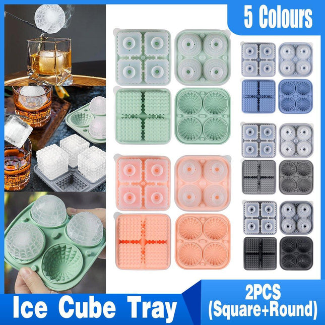 Silicone Ice Cube Tray and Ice Ball Maker for chilling whiskey and cocktails