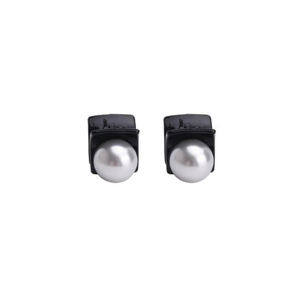 Mini Hair Claw Faux Pearl Hair Clip Hairpins For Women Girls Black Small Grab