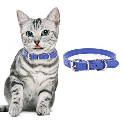 Dog Collar Pet Puppy Adjustable Neck Strap PU Leather pink blue red black purple XS - Aimall