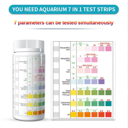 100pcs 7in1 Aquarium Test Strips Fish Tank Water Quality Testing Kit Hot Selling