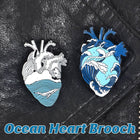 Rough Seas and Calm Seas Heart Brooch Ocean Inspired Jewellery Pin Fashion