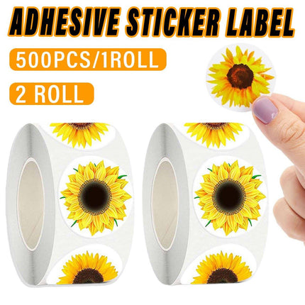 2 Rolls Sunflower Stickers Handmade Flower Decoration Labels for Craft Projects