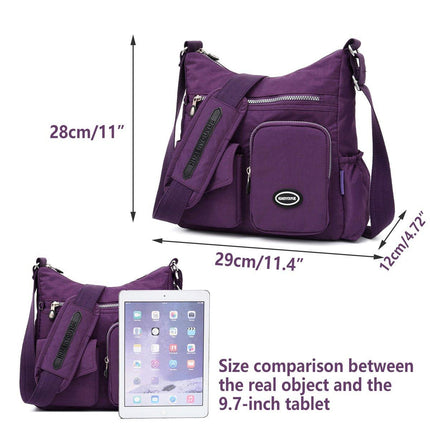Purple Shoulder Bag Nylon Fabric Crossbody Travel Bag for Women Casual Use