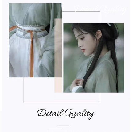 Traditional Chinese Hanfu Dress Green Wei Jin Style Vintage Cosplay Costume