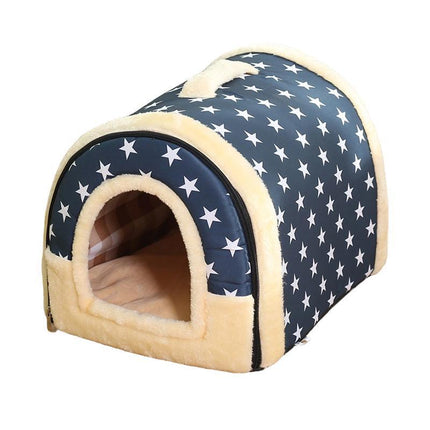 M Size Pet House Kennel Soft Igloo Beds Cave Cat Puppy Bed Warm Cushion Fold - Aimall