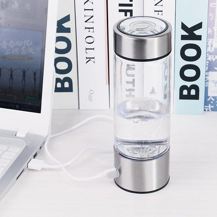 420ml Hydrogen Water Generator Bottle USB Rechargeable Borosilicate Glass