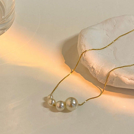 Simple Pearl Necklace with Four Small Elegant Pearls Classic Jewelry Gift