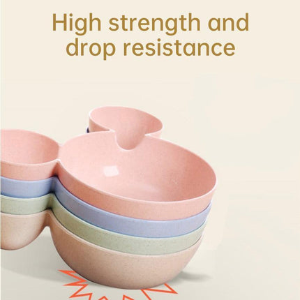 4PCS Wheat Straw Tableware Set Anti Fall Bowls Children Dish Dinner Plate Bowl
