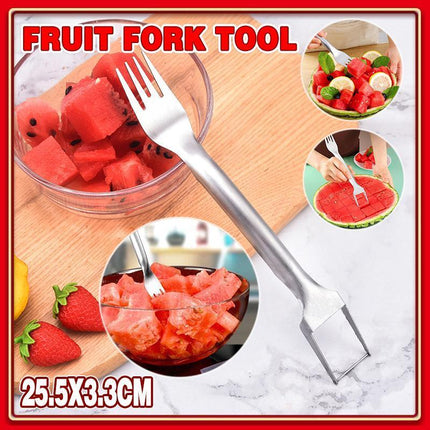 Multifunctional Watermelon Fork Slicer Cutter Stainless Steel Fruit Fork Tools - Aimall
