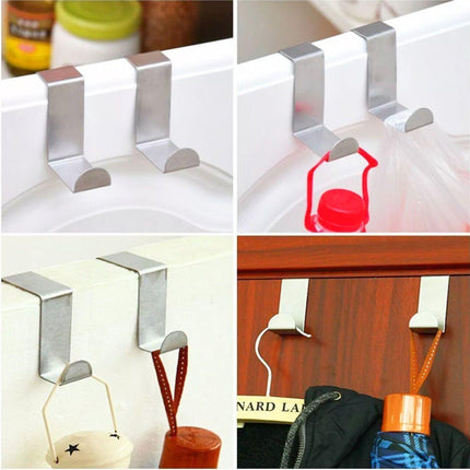 4x/6x Over Door Hooks Hanger Holder Stainless Steel Cabinet Organizer Clothes 4cm - Aimall