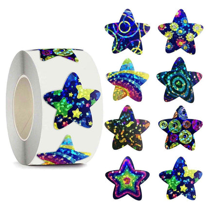 6Rolls Self-Adhesive Star Space Stickers Decorative Sticker Label Roll Bonus Set
