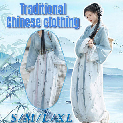 Womens Hanfu Blouse Ink Wash Guofeng Waist Top Eight Panel Skirt Daily Wear