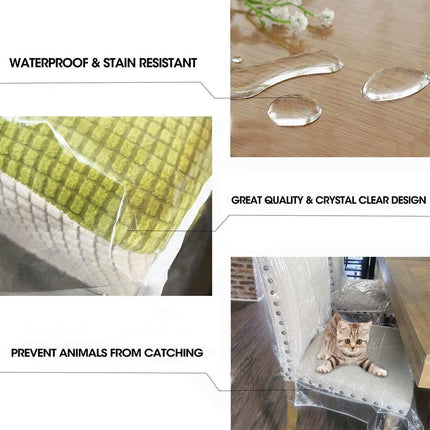 Elastic PVC Dining Chair Cushion Cover Universal Seat Protector with Backrest