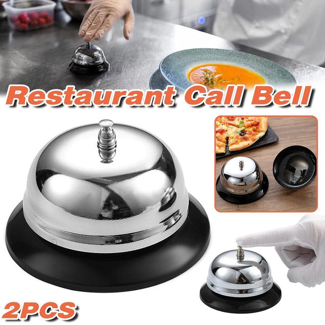 2X Service Call Bell Silver Kitchen Hotel Counter Reception Restaurant Desk Ring