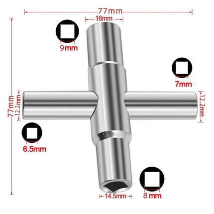 4 in 1 Silver Cross Faucet Wrench Household Bathroom Tool Multipurpose Wrench